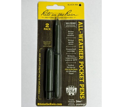 Ручка Rite in the Rain Ручка Rite in the Rain All-weather Pocket Pen OD green, набор из 2-х штук